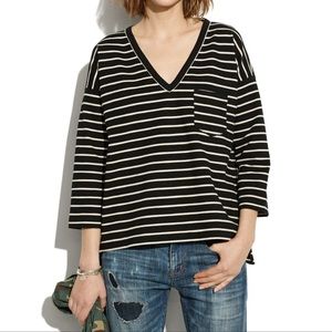Madewell side zip slub ponte tee in black/white stripe